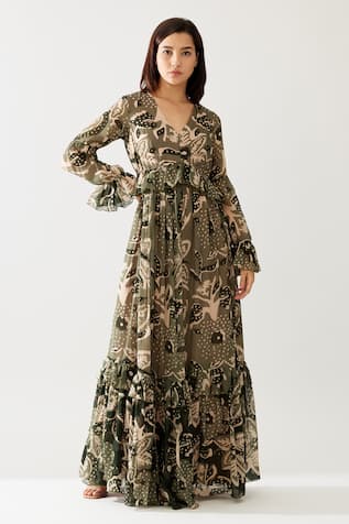 KoAi Floral Print Frilled Maxi Dress 