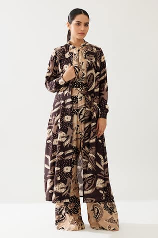 KoAi Retro Bloom Print Lapel Collar Cape 