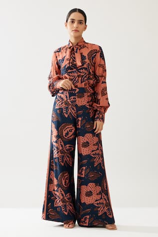 KoAi Midnight Bloom Print Flared Pant 