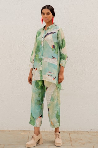 Silai Studio Bird Print Shirt & Pant Set 