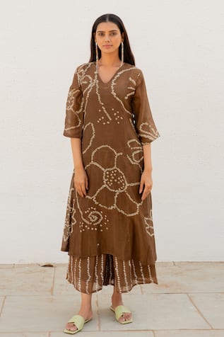 Silai Studio Chanderi Bandhani Kurta With Palazzo 