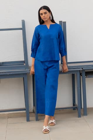 Silai Studio Linen Solid Top With Pant 