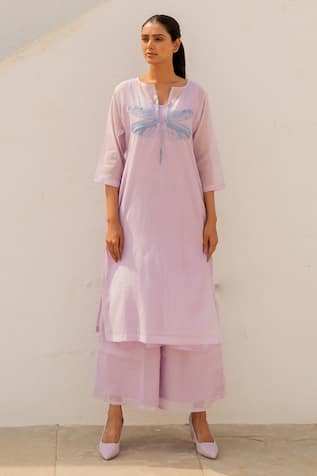 Silai Studio Chanderi Threadwork Kurta With Pant 