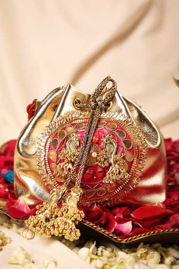 5elements Floral Hand Embroidered Potli Bag 