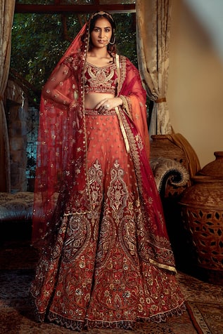 SHASHANK ARYA Jamewar Artwork Bridal Lehenga Set 