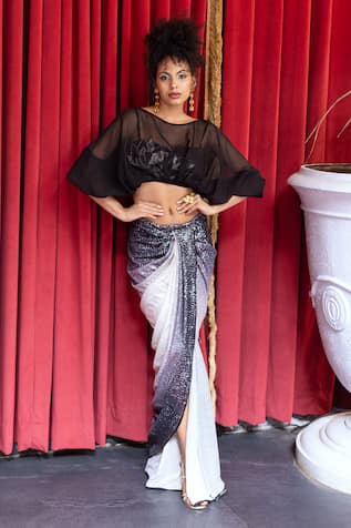 Pooja Bagaria Moonlit Martini Draped Skirt Set 