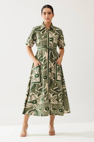 KoAi Floral Print Midi Shirt Dress 