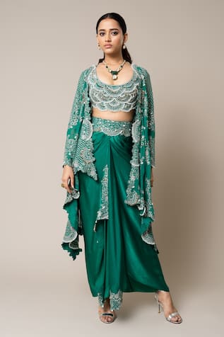 Nupur Kanoi Hand Embroidered Cape Skirt Set 