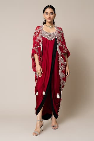 Nupur Kanoi Hand Embroidered Cape With Dress 