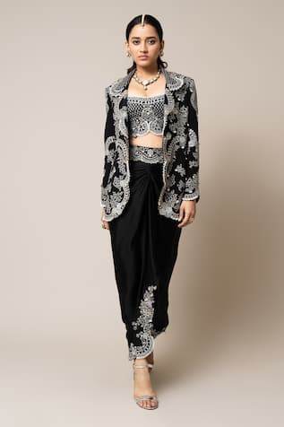 Nupur Kanoi Hand Embroidered Blazer Skirt Set 