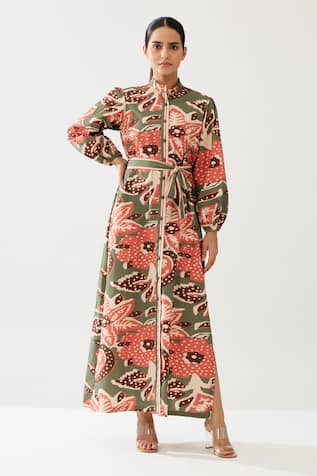 KoAi Floret Meadow Print Maxi Shirt Dress 