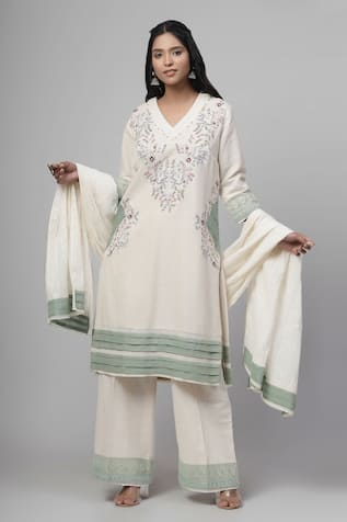 Kushani Forest Garden Embroidered Kurta Pant Set 