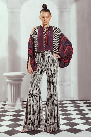 Nikita Mhaisalkar Byzantine Print Cold-Shoulder Top 