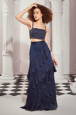 Nikita Mhaisalkar Solid High-Waisted Layered Skirt 