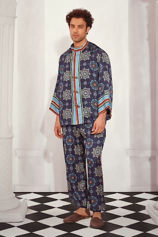 Nikita Mhaisalkar Mosaic Print Kimono Shirt & Pant Set 