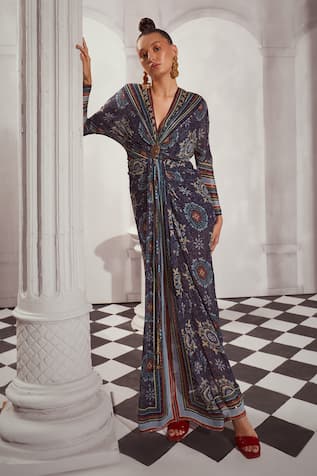 Nikita Mhaisalkar Mosaic Print Draped Dress 