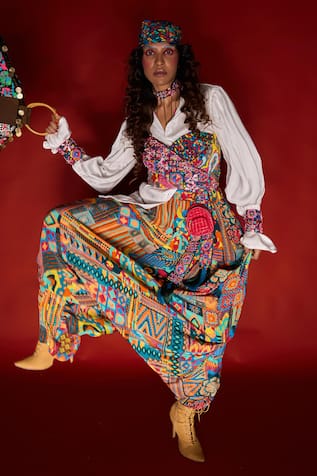 Esha L Amin Floral Tile Print Corset 