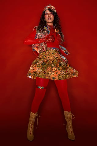 Esha L Amin Pinwheel Print Skirt 