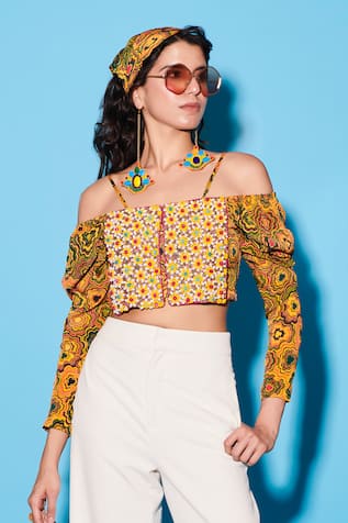 Esha L Amin Pinwheel Embroidered Top 