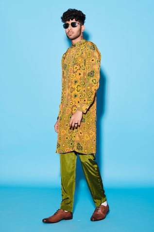 Esha L Amin Floral Pattern Collage Straight Kurta 