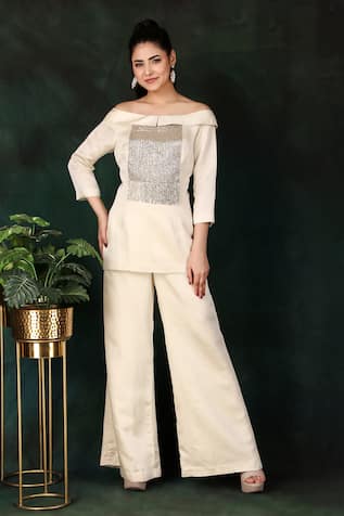 Nidhi Kejriwal Cutdana Embroidered Top & Palazzo Set 