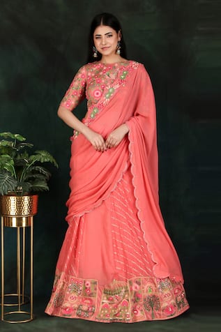 Nidhi Kejriwal Hand Embroidered Lehenga Saree With Blouse 