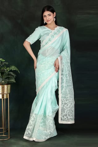 Nidhi Kejriwal Border Hand Embroidered Saree With Blouse 