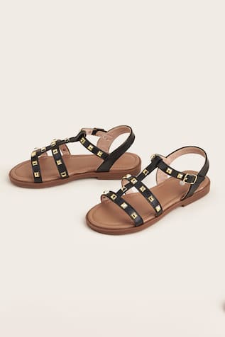 Metallic Strap Studded Sandals 