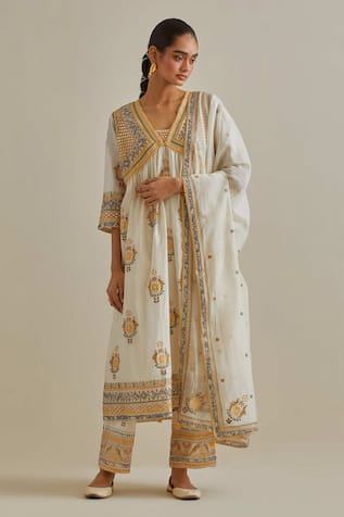 KORA Patchwork Embroidered Kurta Set 