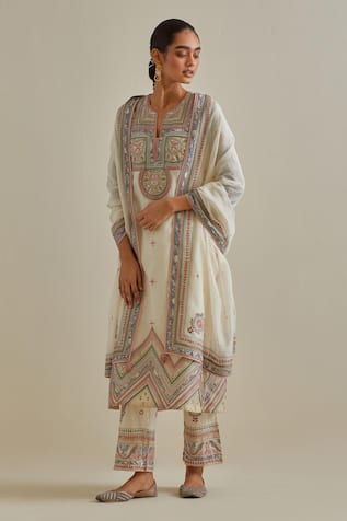 KORA Braids Patchwork Straight Kurta Set 