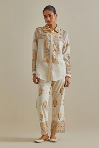 KORA Patchwork Embroidered Shirt & Pant Set