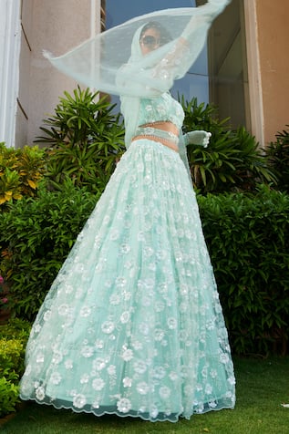 Floral Sequin Embroidered Lehenga Set 