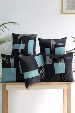 Dark Fantasy Thread Embroidered Cushion Covers - Set of 5 