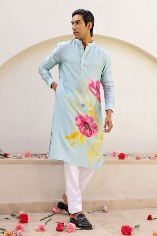 Chrkha Floral Placement Print Kurta With Pant 