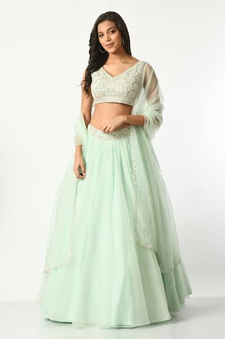 Salt and Spring Geometric Embellished Blouse Lehenga Set 