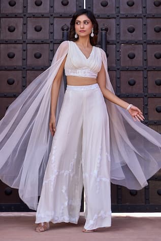 Aariyana Couture Draped Blouse & Embroidered Sharara Set 