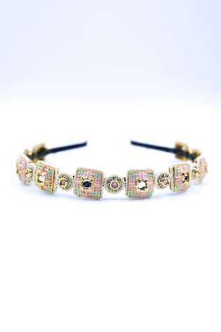 Multi Color Geometric Brooch Hairband 