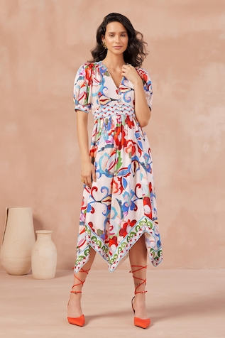 NOIB Amelia Lotus Print Midi Dress