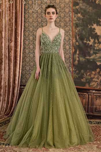 Cedar & Pine Rosettes Symphony Embroidered Gown 