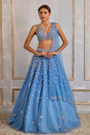 Cedar & Pine Periwinkle Embroidered Lehenga Set 