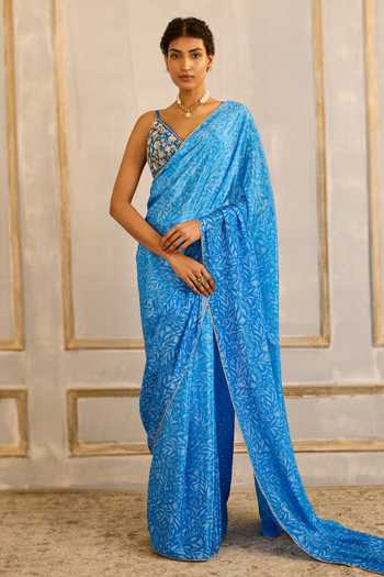 Cedar & Pine Fern Print Saree With Blouse 