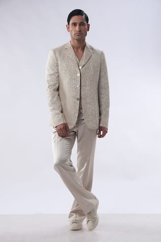 Resham Embroidered Jacket Trouser Set 