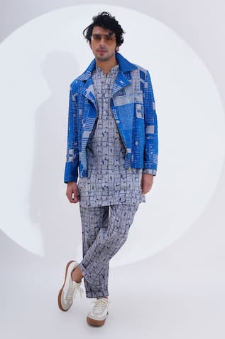 Jajaabor Geometric Print Biker Jacket 