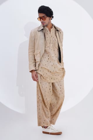 Jajaabor Printed Stripe Shirt & Pant Set 