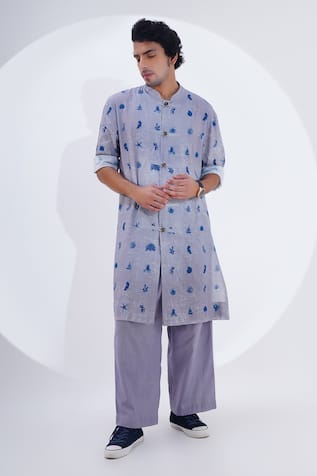 Jajaabor Marine Print Kurta With Pant 