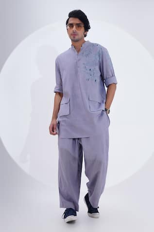 Jajaabor Floral Patch Work Kurta With Pant 