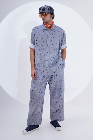 Jajaabor Abstract Geometric Print Shirt With Pant 