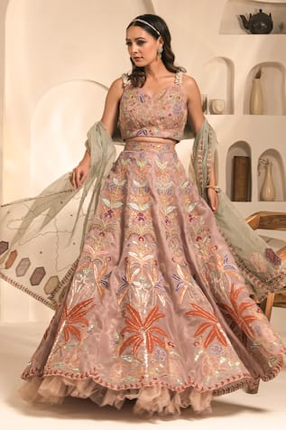 Label Astha Chhabra Floral Hand Embellished Lehenga Set 