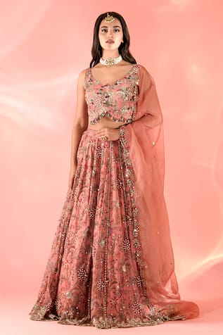 Label Astha Chhabra Floral Bloom Print Lehenga Set 