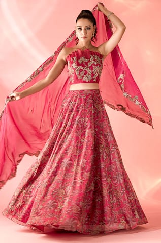 Label Astha Chhabra Flower Vine Print Lehenga Set 